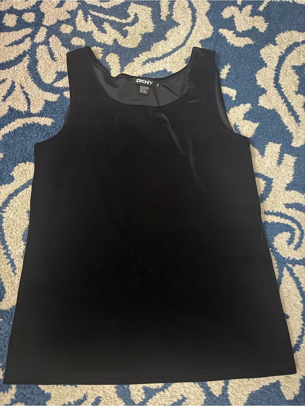 DKNY Black Velvet Scoop Neck Tank